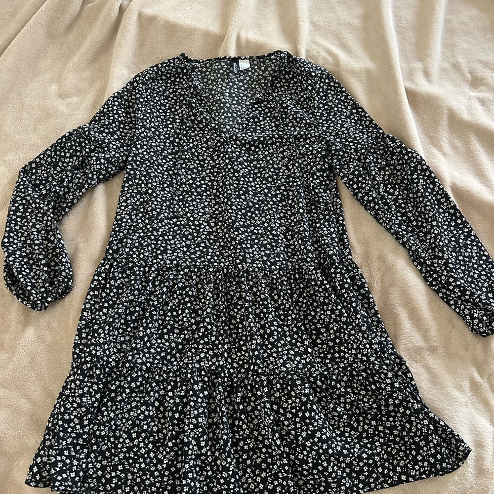 H&M Black Dress with White Floral Print